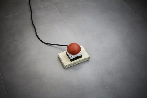 Emergency stop button for critical cases, help button detail, panic and dange Foto stock