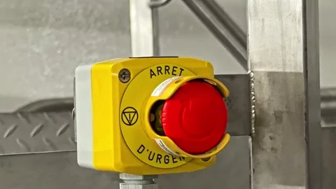 Emergency Stop Button Industrial Machine Video stock 331833747