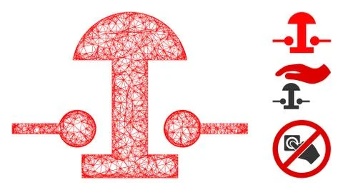 Emergency Stop Button Polygonal Web Vector Mesh Illustration Illustrazione stock