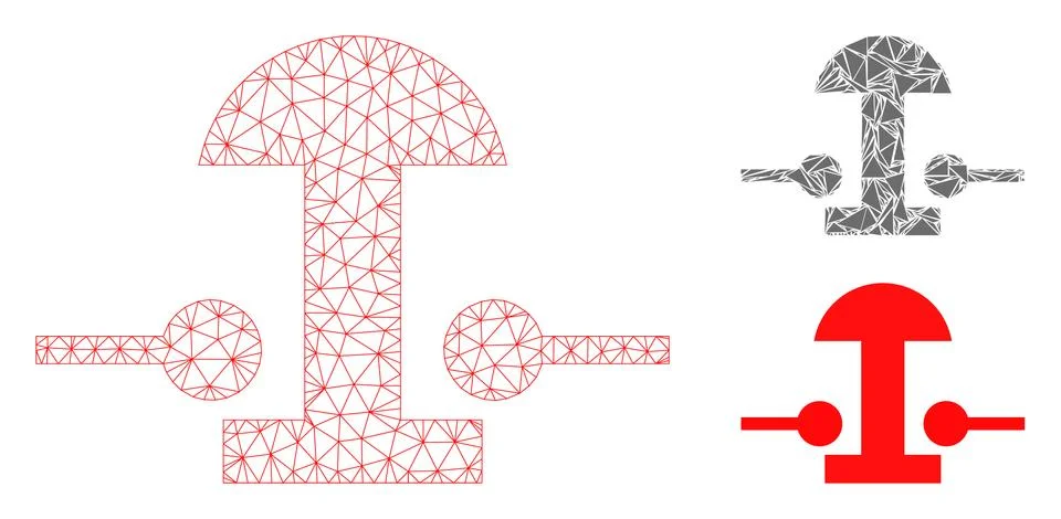 Emergency Stop Button Vector Mesh Wire Frame Model and Triangle Mosaic Icon Illustrazione stock
