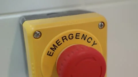 Emergency Stop Button on Wall Stock Footage 314030709