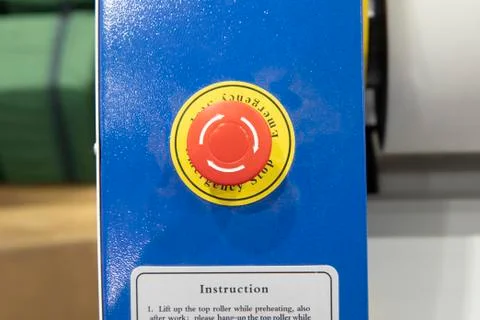 Emergency stop button;Security push switch Stock Photos