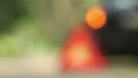 Emergency stop of the car with technical problems on the road Stock Footage 243100481