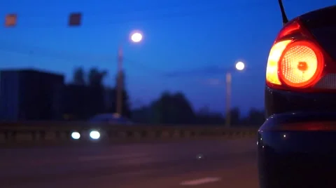 Emergency stop in the Night Road Stock-Footage 64745757