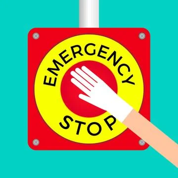 Emergency Stop Push Button Emergency Stop Push Button Illustration. Hand w... Stock Photos