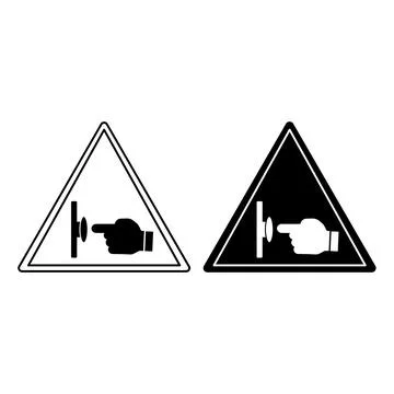 Emergency Stop Push Button Signs. Black and White Vector Icons. Evacuation .. Stock Illustration