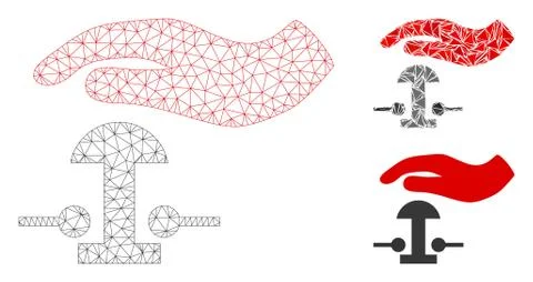 Emergency Stop Vector Mesh 2D Model and Triangle Mosaic Icon Illustrazione stock