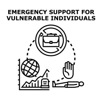 Emergency support providing vulnerable individuals social assistance Stockillustratie