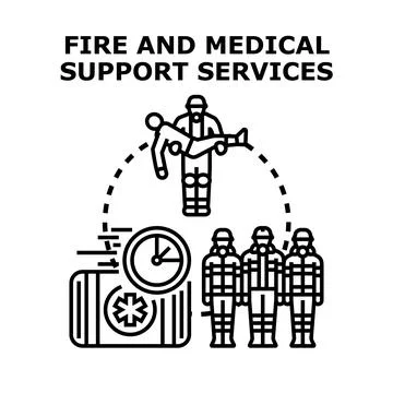 Emergency support services for fire and medical assistance Stock Illustration