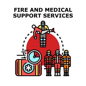 Emergency support services for fire and medical assistance Stock Illustration