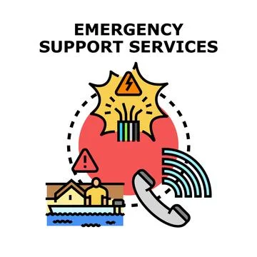 Emergency support services for natural disaster and technical breakdown Stock Illustration