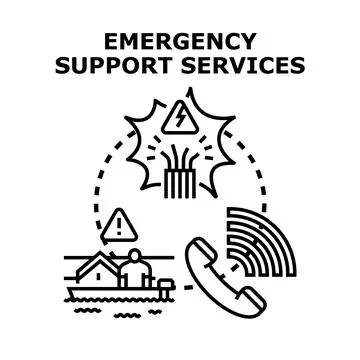 Emergency support services for natural disaster and technical breakdown Stock Illustration