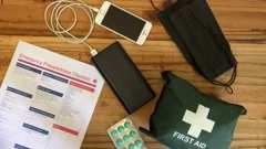 Disaster Survival items First Aid Kit. H, Stock Video