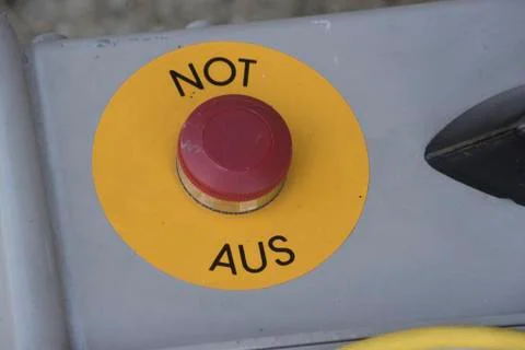 Emergency switch or emergency stop Stock Photos