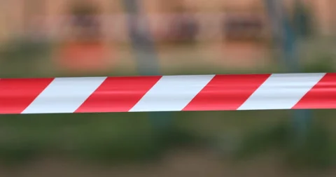 Emergency Tape Develops In The Wind Stop Stock Footage 127741761