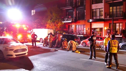 Emergency team working at car accident Stock Footage 102235921