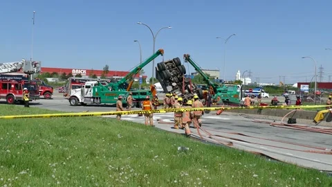 Emergency team working at important crash scene Stock Footage 133269471