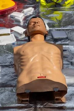 Emergency training in action. CPR training Stock Photos