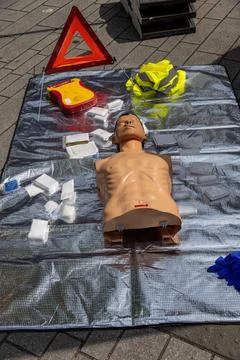 Emergency training in action. CPR training Stock Photos