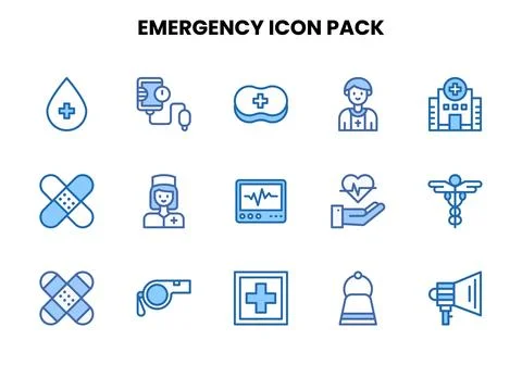 Emergency Two Colour Bundle Icons Pack Stockillustratie