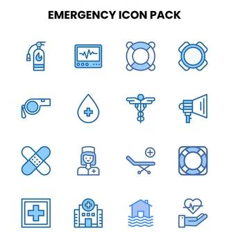 Emergency Two Colour Set Icons Pack Stockillustratie