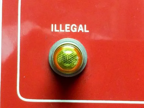 Emergency use only illegal red light button switch concept design background Stock Photos