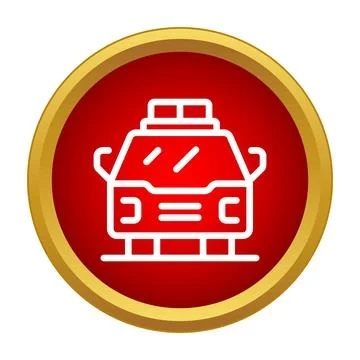 Emergency vehicle icon inside a red circle with a gold border 스톡 일러스트