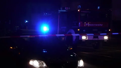 Emergency Vehicle Interaction Under Night Sky 動画素材 331620667