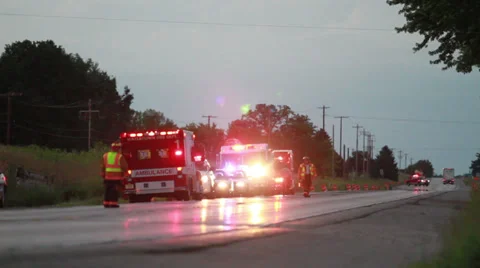 Emergency Vehicles at Accident Video stock 32074496