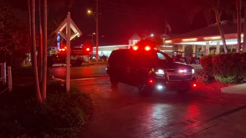 Emergency Vehicles at Night Stock Footage 244962709