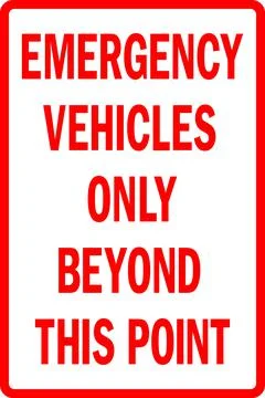 Emergency vehicles only beyond this point sign. Stock Illustration