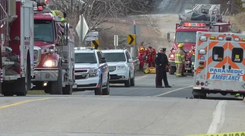 Emergency Vehicles on Road Stock Footage 60635636