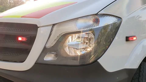 Emergency warning lights on an ambulance Stock Footage 132125019