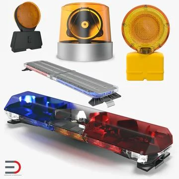 Emergency Warning Lights Collection 3D Model
