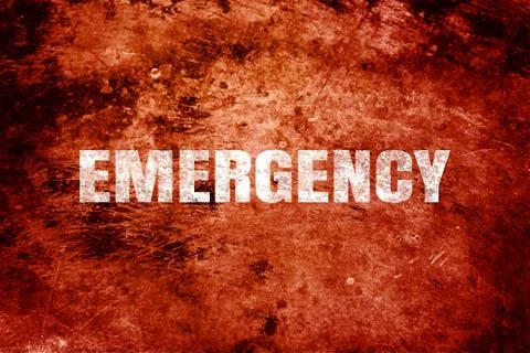 Emergency white text on red background. Stock Illustration