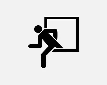 Emergency Window Escape Exit Evacuation Evacuate Opening Icon Sign Vector Stock Illustration