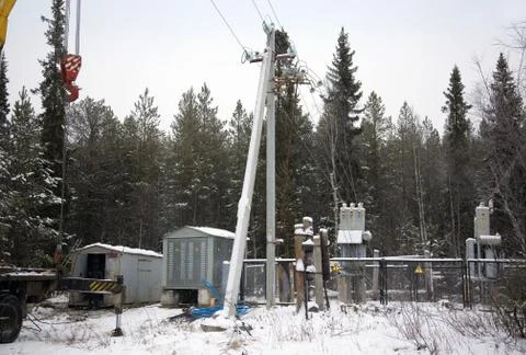 Emergency work on the substation Stock Photos