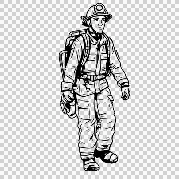 Emergency Worker In Protective Uniform person walking helmet Stock Illustration