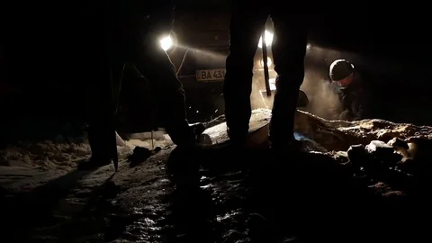 Emergency workers work with welding machine Stock Footage 72934301