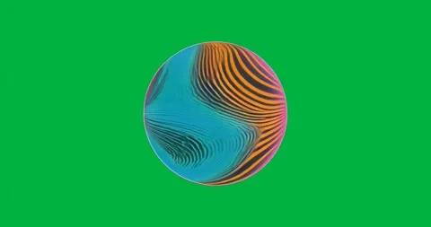 Emerging 3D abstract sphere rotating, shifting neon stripes showing pattern on Stock Footage 317362919