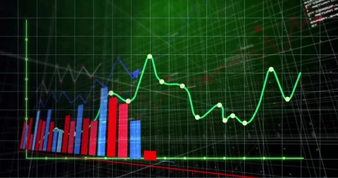 Emerging 3D chart frame starting axes forming bars plotting curve animating Stock Footage 314744814