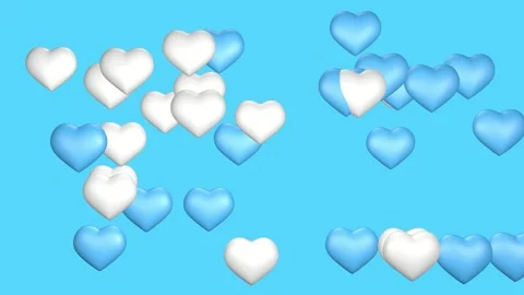 Emerging big blue and white hearts against a pink background. Stock Footage 249998024