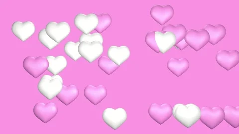 Emerging big pink and white hearts against a pink background. Stock Footage 247493773