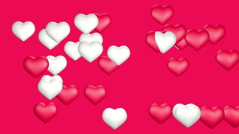Emerging big red and white hearts against a red background. Stock Footage 249620826