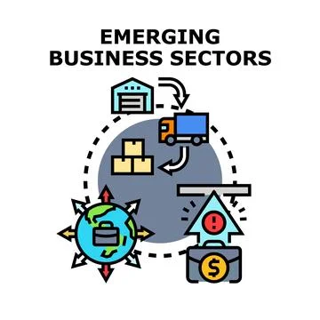 Emerging business sectors developing global supply chain risks Stock Illustration