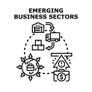Emerging business sectors developing global supply chain risks 库存插图