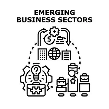 Emerging business sectors developing new market opportunities Stock Illustration