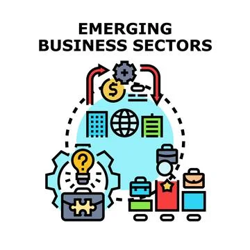 Emerging business sectors developing new market opportunities Stock Illustration