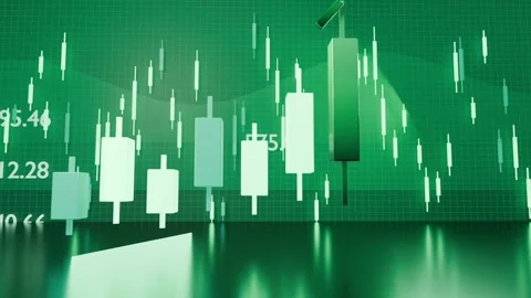 Emerging candles scaling on grid after bars sliding showing tall candle with Stock Footage 339722112