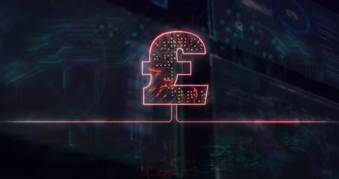 Emerging circuitry pound sign drawing glowing line pulsing circuits showing Stock Footage 317119068
